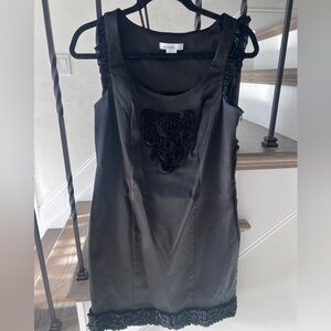 Kensie Black Sleeveless Dress Size 8 Floral Appliqué Side Zipper